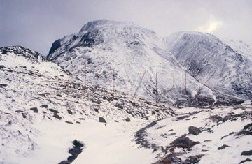 Comp image : ld02111 : Great Gable and Green Gable under snow, seen from Sprinkling Tarn, in the English Lake District