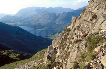 Comp image : ld03911 : Looking down to Buttermere from Haystacks, in the English Lake District, in summer evening sun