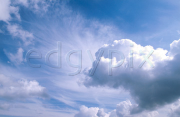 Comp image : sky0206 : Big white cumulus and stratocumulus clouds in a sunny blue sky
