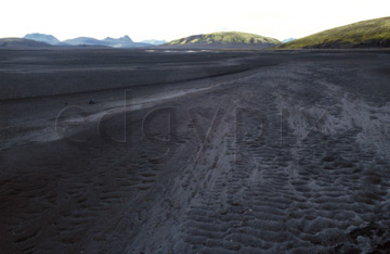 Comp image : torf0706 : Patterns in volcanic sand, west of the Myrdalsjö [Myrdalsjokull] icecap, southern Iceland