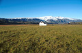 Iceland sheep farmers' hut. Myrdalsjökull [Myrdalsjokull] in the background.