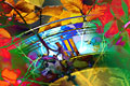 A digital montage of coloured autumn leaves and a clock face suggesting Christmas and the change of the year